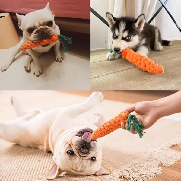 1pc Pet Knot Toy for Dog and Cat Carrot Shape Dog Chew Toys Cotton Rope Toys for Indoor Dogs Cat Toys Dog Accessories - Image 2