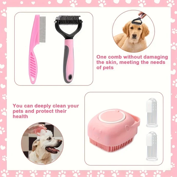 8pcs,Dog Brush Grooming Set, Pet Cleaning Set, Pet Nail Clippers & Files, Pet Shampoo Brushes, Hair Removal Brushes toothbrush - Image 6