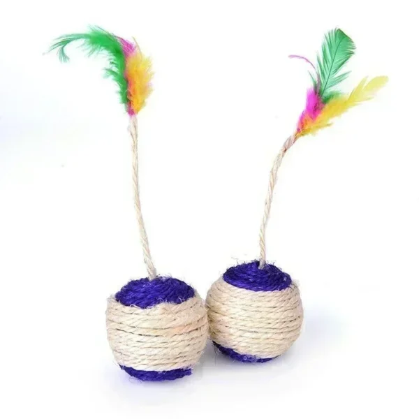 1Pc Cat Toy Sisal Scratching Ball Training Interactive Toy for Kitten Pet Cat Supplies Feather Toy Cat Toys Interactive - Image 4