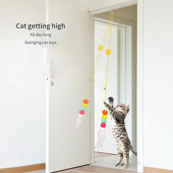 Cat Toys Swing Sticky Disc Elastic Hanging Door Teasing Cat Rope Long Rope Teasing Cat Cat Toy Cat Accessories Pet Kitten Toy - Image 3