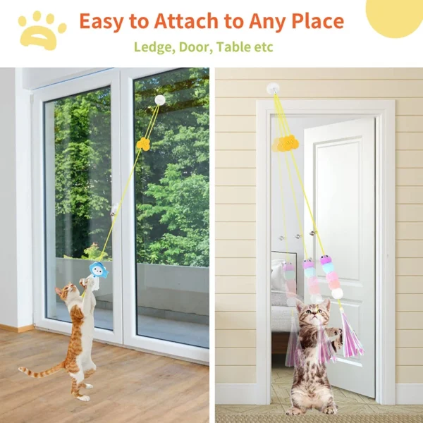 Cat Toys Swing Sticky Disc Elastic Hanging Door Teasing Cat Rope Long Rope Teasing Cat Cat Toy Cat Accessories Pet Kitten Toy - Image 2