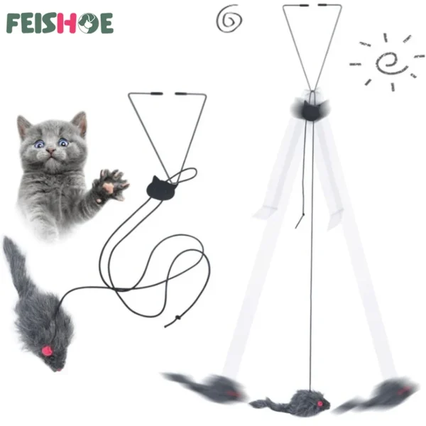 Interactive Cat Toy Hanging Clip Door Plush Mouse Self-hi Hanging Door Elastic Funny Cat Toy Juguetes Para Gatos Rascador Gato