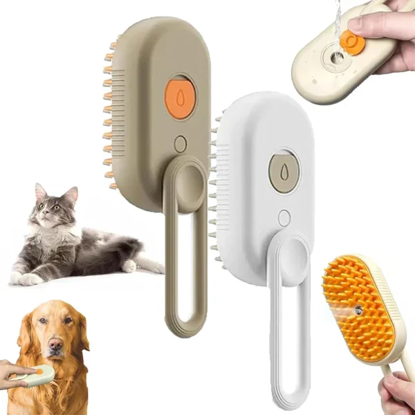 3-in-1 Dog Hair Brush Cat Hair Brush Electric Pet Cleaning Brush Steam Spray Brush Massage Hair Removal Comb Anti Flying Brush - Image 4