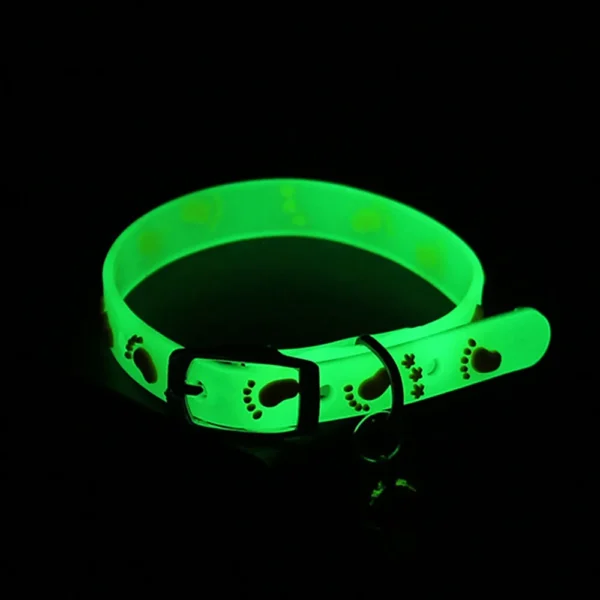 Luminous Cat Necklace Glowing Small Dog Cat Collar Anti-Loss Fluorescent Silicone Cat Bell Collar Neck Ring Pet Cat Accessories - Image 2