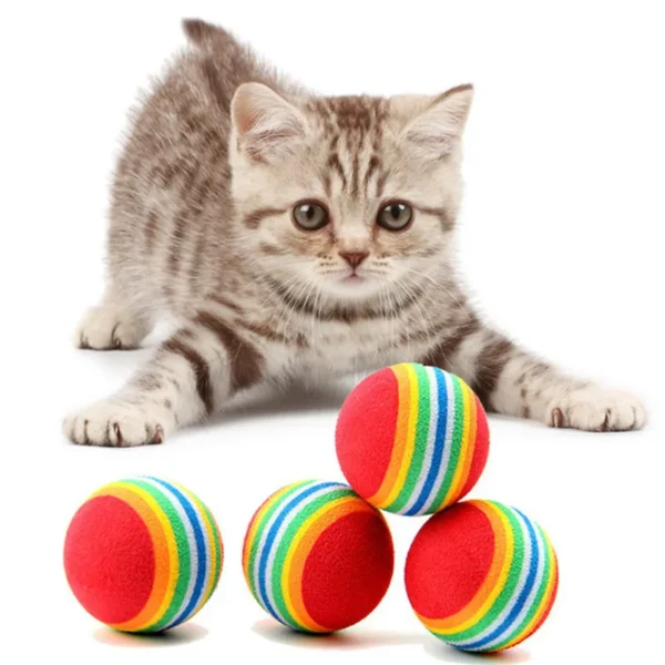 Rainbow EVA Cat Toys Ball Interactive Cat Dog Play Chewing Rattle Scratch EVA Ball Training Balls Pet Toys Supplies - Image 2