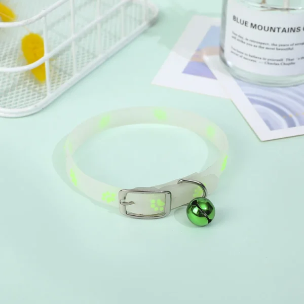 Luminous Cat Necklace Glowing Small Dog Cat Collar Anti-Loss Fluorescent Silicone Cat Bell Collar Neck Ring Pet Cat Accessories - Image 5