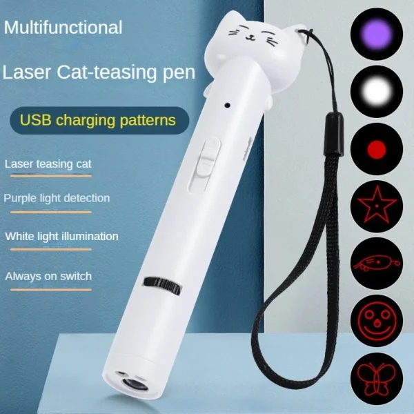 USB Charging Laser Cat Teasing Stick Infrared Laser Light Pattern Projection Cat Toy Pet Supplies Cat Teasing Pen cat toys - Image 4