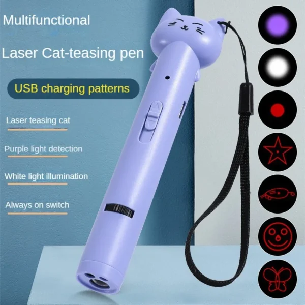 USB Charging Laser Cat Teasing Stick Infrared Laser Light Pattern Projection Cat Toy Pet Supplies Cat Teasing Pen cat toys - Image 5