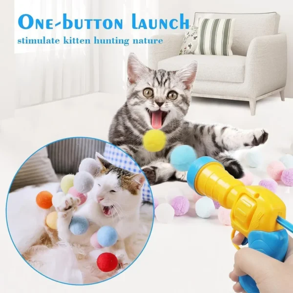 Plush Ball Shooting Gun Cat Toys Interactive Kittens Mini Pompoms Launcher Games Pet Accessories Supplies Indoor Cats Self Play - Image 2