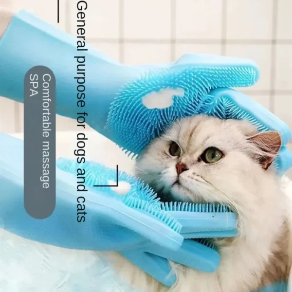 Bathroom Dog Cats Bath Brush Massage Gloves Soft Rubber Comb Pet Accessories For Cats Shower Cleaning Tools Suppliers - Image 2