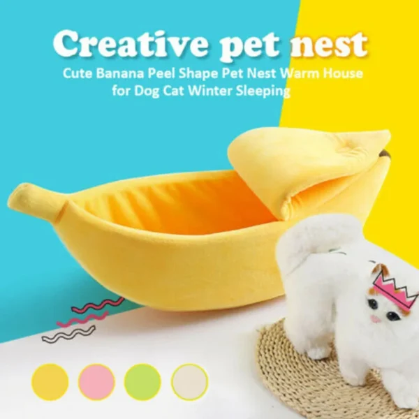 Banana Cat Bed House Funny Cute Cozy Cat Mat Beds Warm Durable Portable Pet Basket Kennel Dog Cushion Cat Supplies Multicolor - Image 2