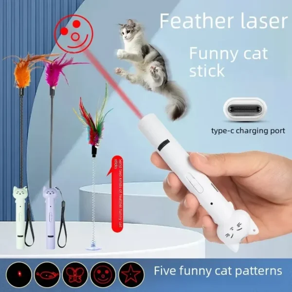 USB Charging Laser Cat Teasing Stick Infrared Laser Light Pattern Projection Cat Toy Pet Supplies Cat Teasing Pen cat toys - Image 2